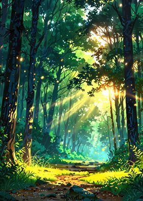 Sunlit Forest Path