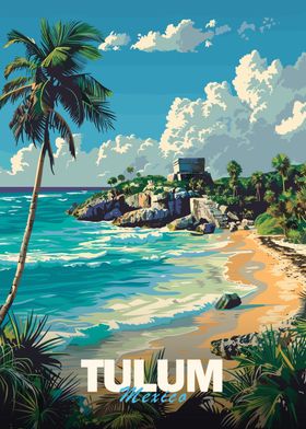 Tulum Mexico Travel Poster