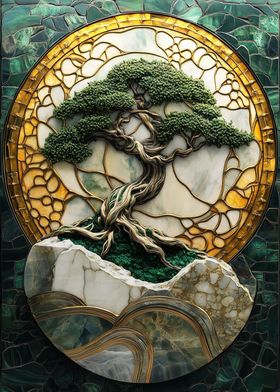 Stained Glass Bonsai Tree