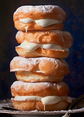 Stack of Cream Filled Donuts