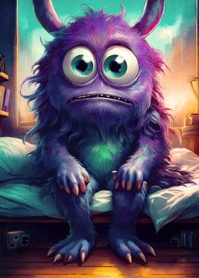 Sad Monster on Bed