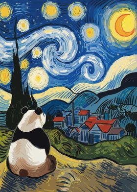 Panda Starry Night