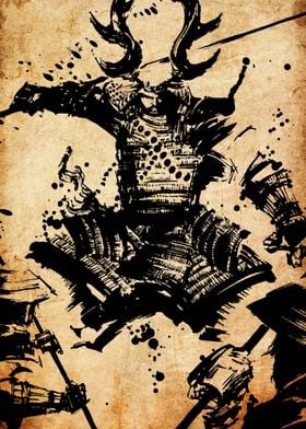 Samurai Warrior Ink Illustration