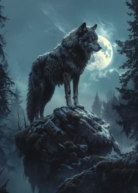 Wolf Animal moonlight