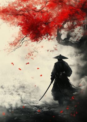 Samurai in Foggy Forest