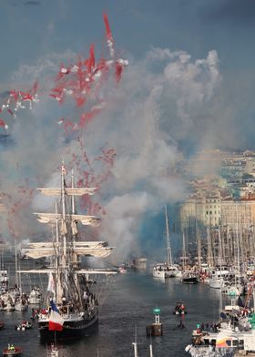 Tall Ship with Fireworks