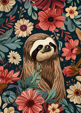 Sloth in Floral Paradise