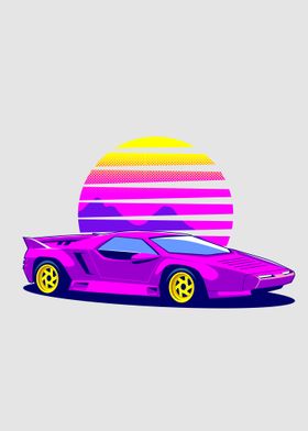 Retro Sports Car Sunset