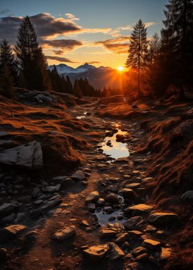 Mountain Sunset Landscape