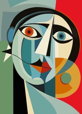 Abstract Cubist Woman Portrait