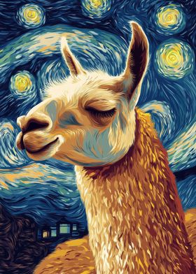 Llama Starry Night