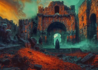 Mysterious gate of the ruined city