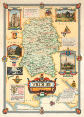 Wiltshire Map Vintage 1947