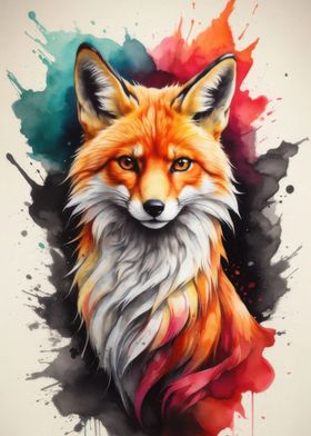 Fox Watercolor Painting