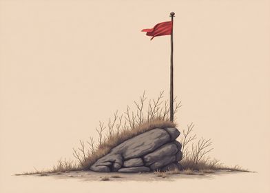 Red Flag on Rock