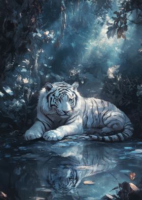 White Tiger in Forest