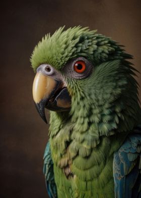 Green Parrot Portrait