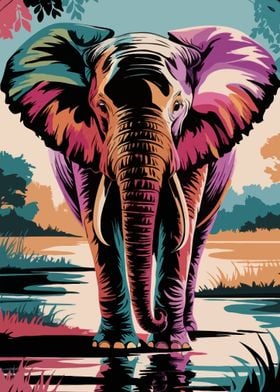 Colorful Elephant in Water