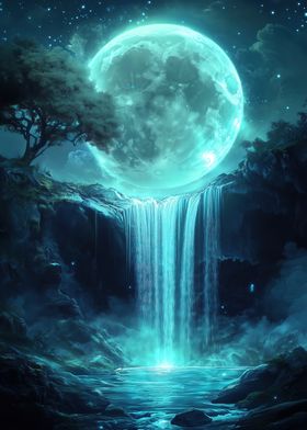 Moonlit Waterfall