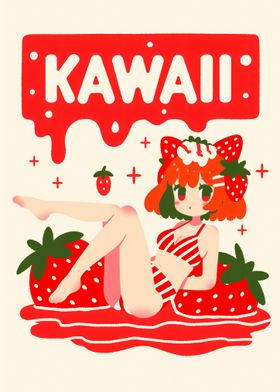 Kawaii Strawberry Anime Girl