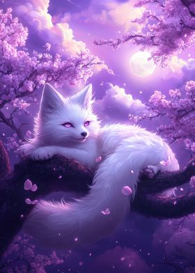 White Fox in Moonlight