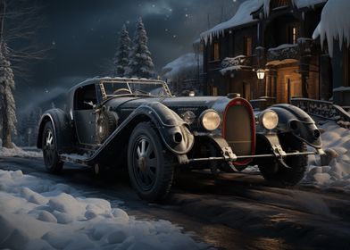 Vintage Bugatti in Winter