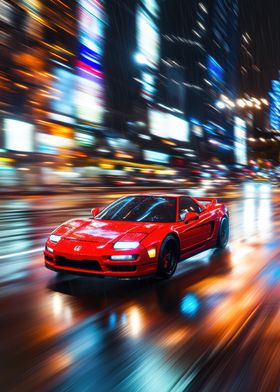 Red Sports Car Night Drive