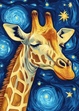 Giraffe Starry Night