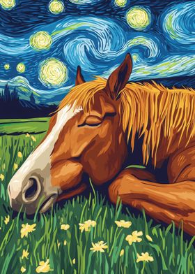 Horse in Starry Night