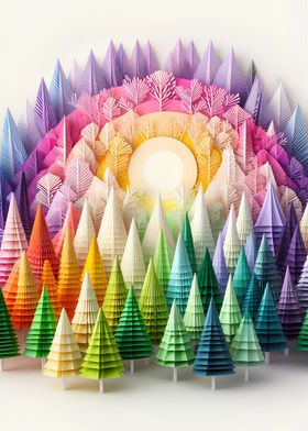 Papercraft Colorful Forest