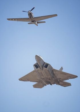 F-22 Raptor and P-51 Mustang