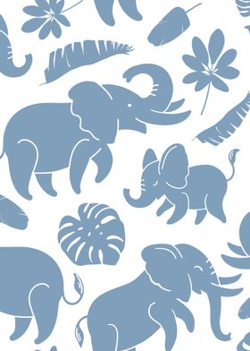 Blue Elephant Pattern