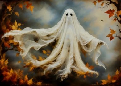 Halloween Spooky Season Ghost in Autumn