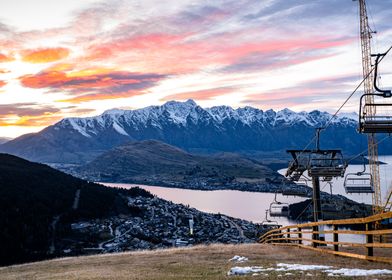 Mountain Sunrise with Ski Lift