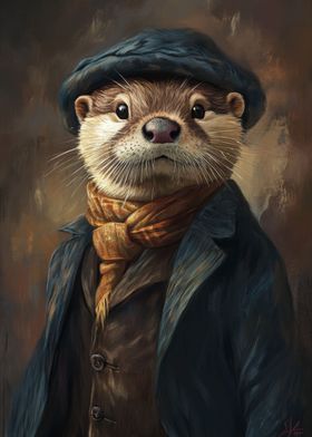 Otter in a Hat and Scarf