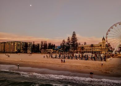 Beachfront Ferris Wheel at Sunset