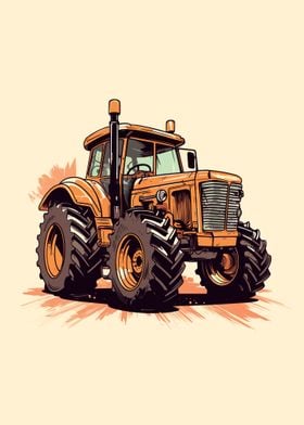 Orange Tractor Illustration