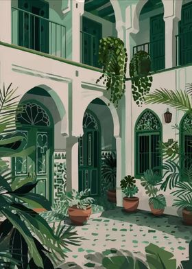 Moroccan Green Courtyard