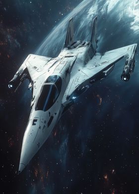 White Spaceship in Orbit