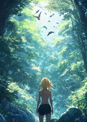 Anime Girl in Forest