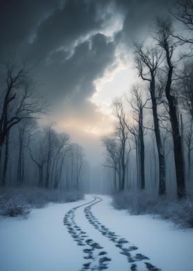 Snowy Forest Path