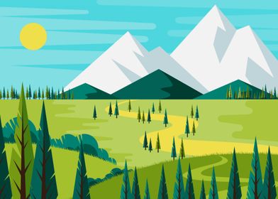 Mountain Landscape Illustration