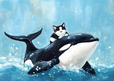 Cat Riding Orca