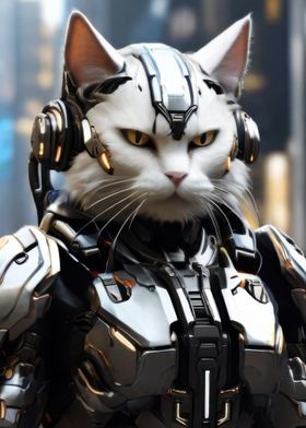 Cyberpunk Cat in Armor