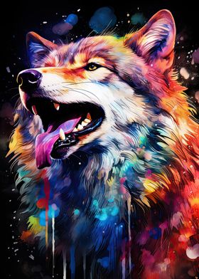 Colorful Wolf Portrait