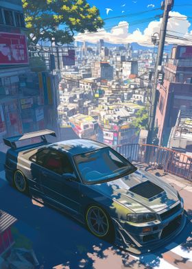 Nissan Skyline R34 in Cityscape