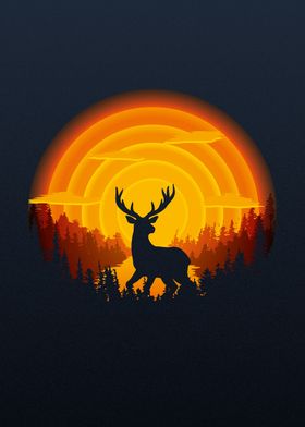 Deer Silhouette Sunset