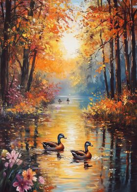 Autumn River Ducks