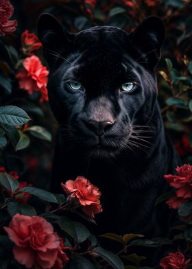 Black Panther in Roses