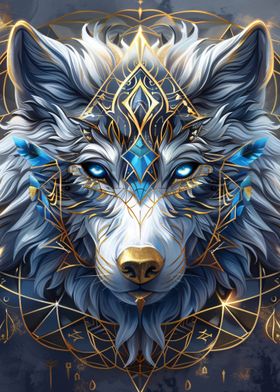 Wolf with Geometric Design